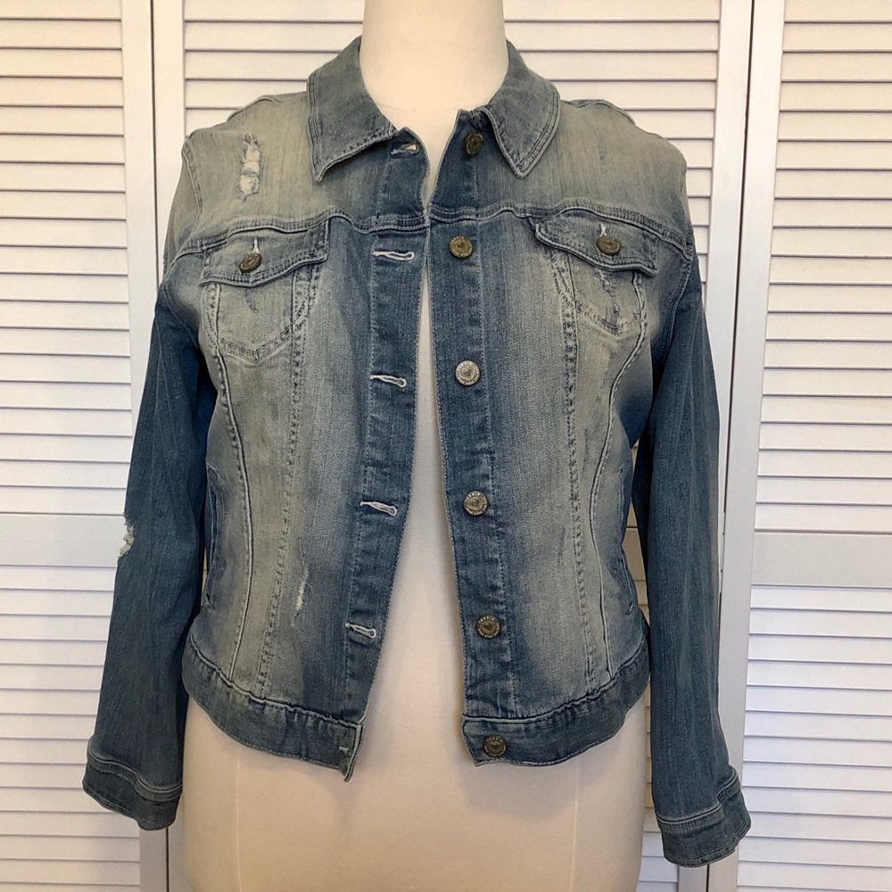 Torrid Light Wash Distressed Denim Jacket. Size 2
